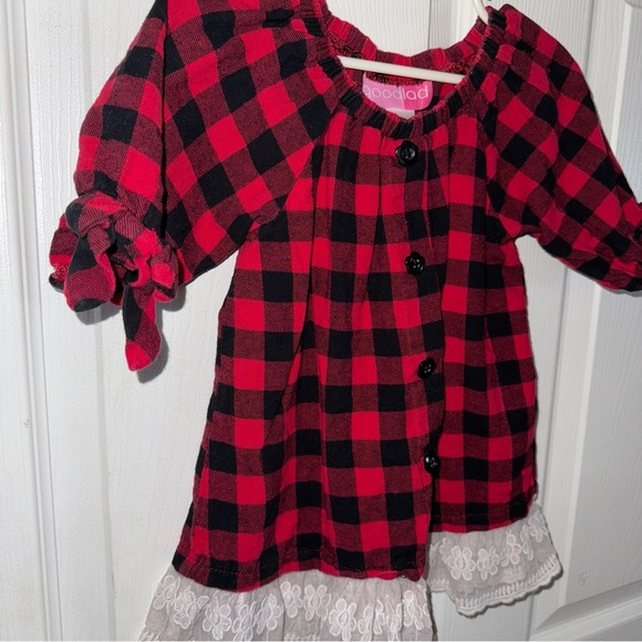3T Good Lad Buffalo Plaid dress with Lace Detail - Picture 2 of 6